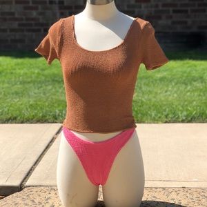 Vintage Hunza G Tan Swimwear Top